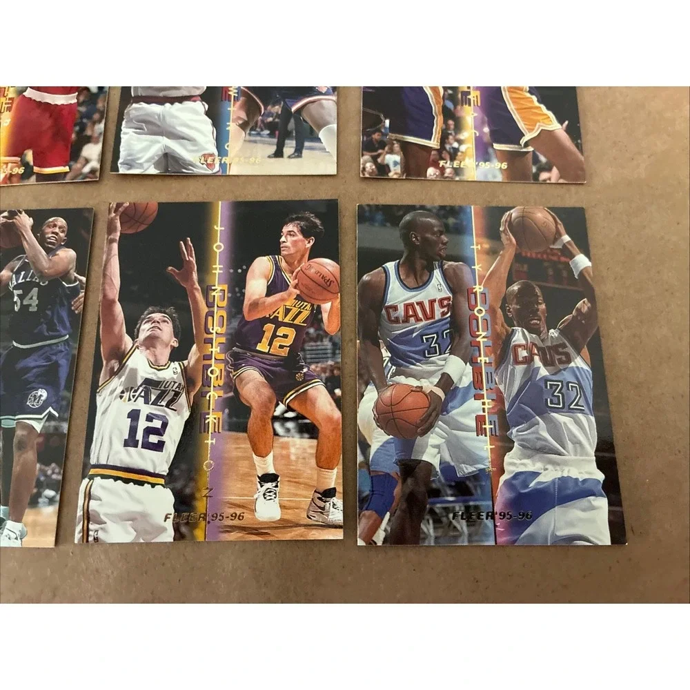 95-96 Fleer Double Double Insert 6 Card Lot‎ Ewing Divac Olajuwon Stockton